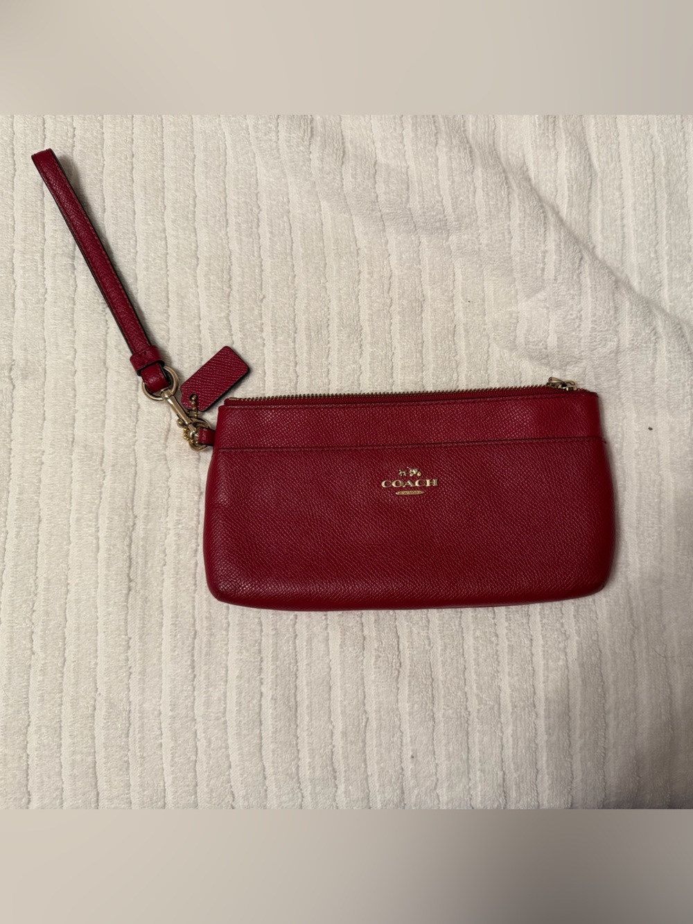 Coach Cherry Red Leather Wristlet Clutch